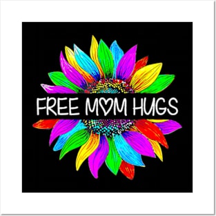 Free Mom Hugs Gay Pride LGBT Daisy Hippie Posters and Art